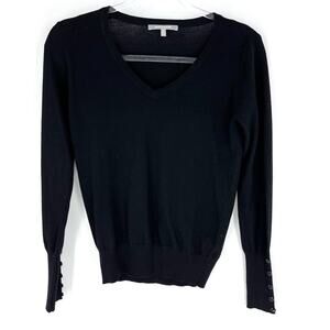 WOW Couture Fitted Ribbed V-Neck Fine Gauge Sweater Black S